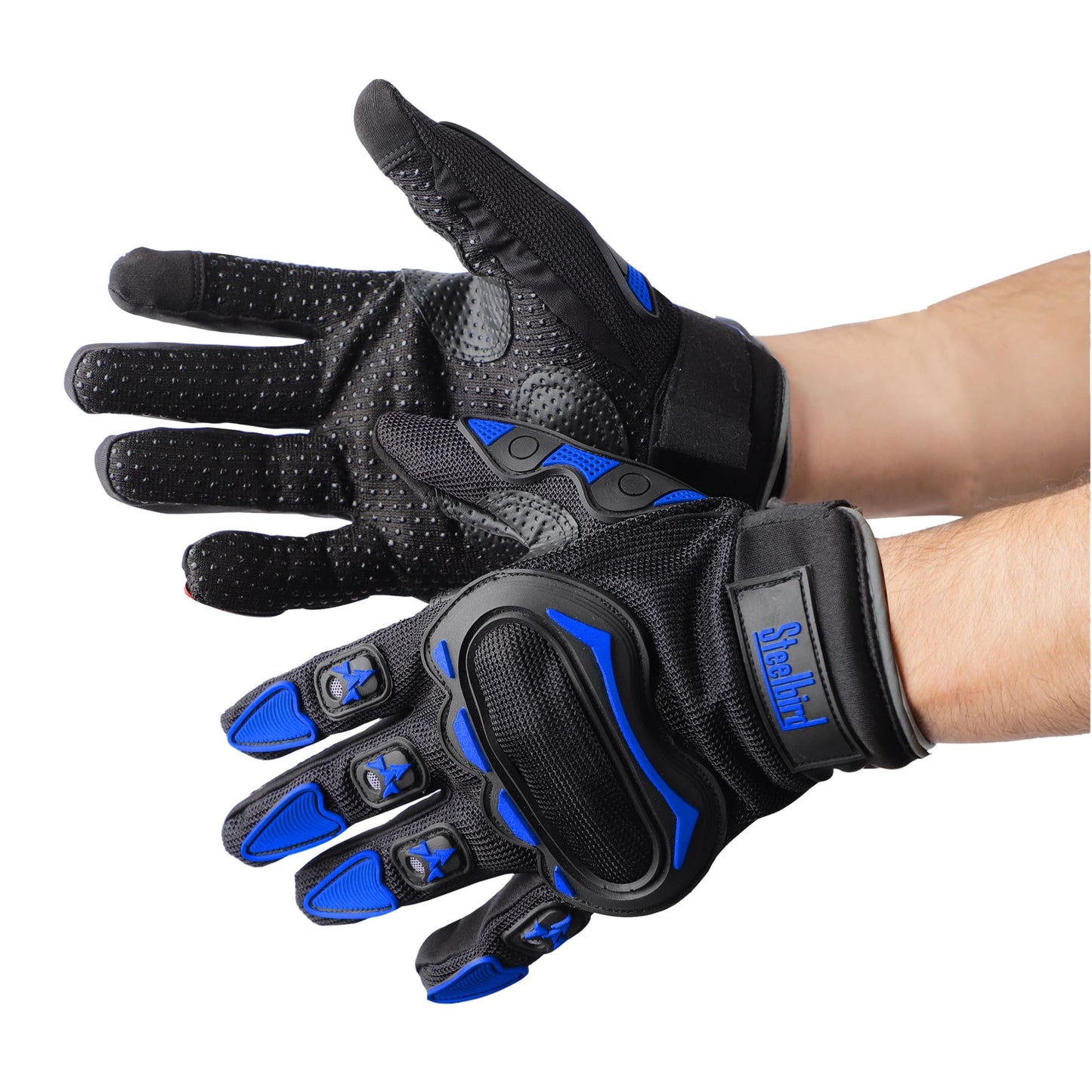 STEELBIRD RIDING GLOVES BLACK & BLUE