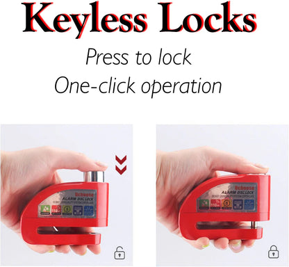 Disclock With Alarm Red for Motorcycles Bike Scooters Loud Alerting Sound System Water-Resistant Vibration Sensor Security Alert for Vehicles