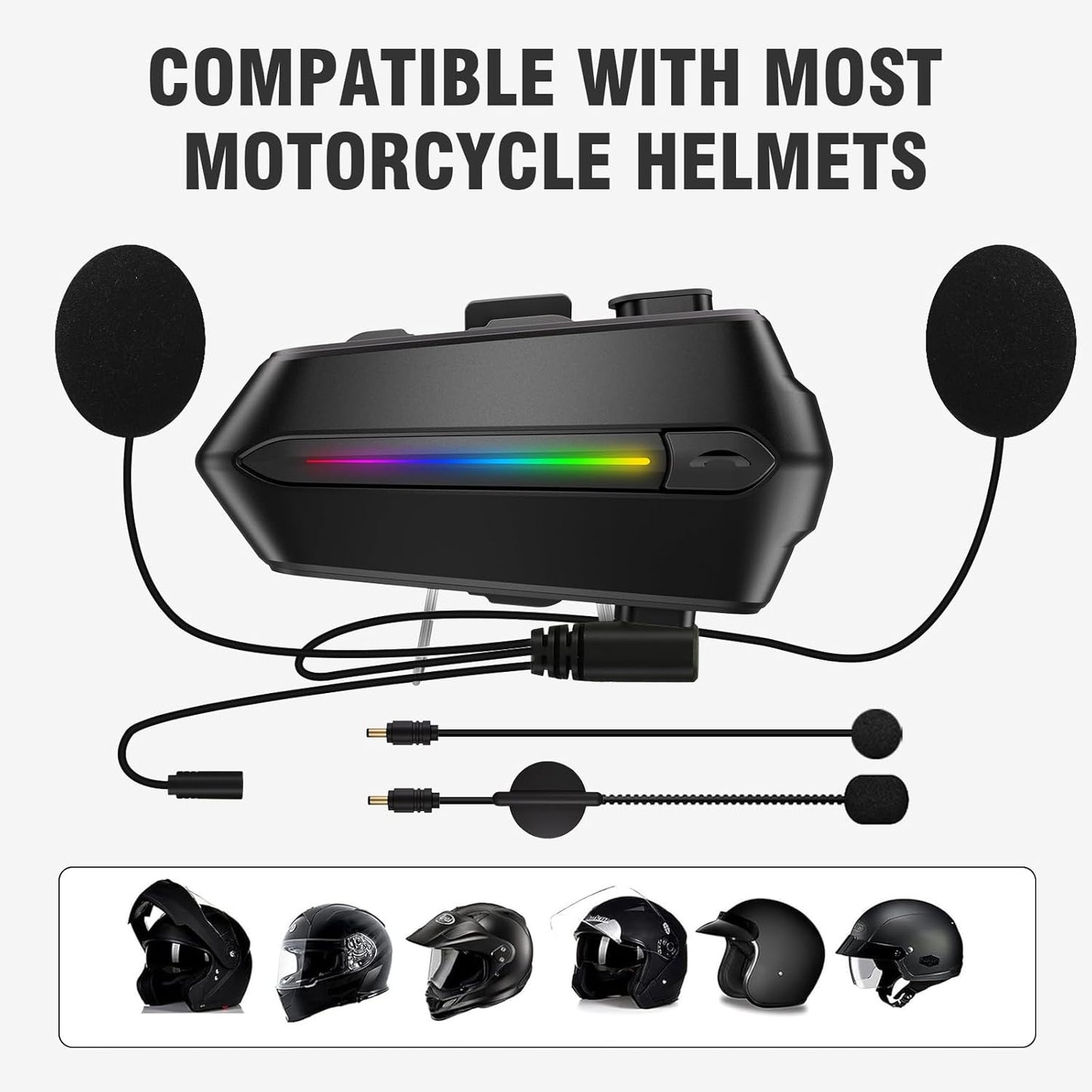 EDYELL C5S Motorcycle Bluetooth Headsets, Wireless Dual Earphone On-Ear Helmet Bluetooth V5.4, HD Calling and HiFi Music, IP67 Waterproof Helmet Bluetooth Headset, Compatible with All Helmets