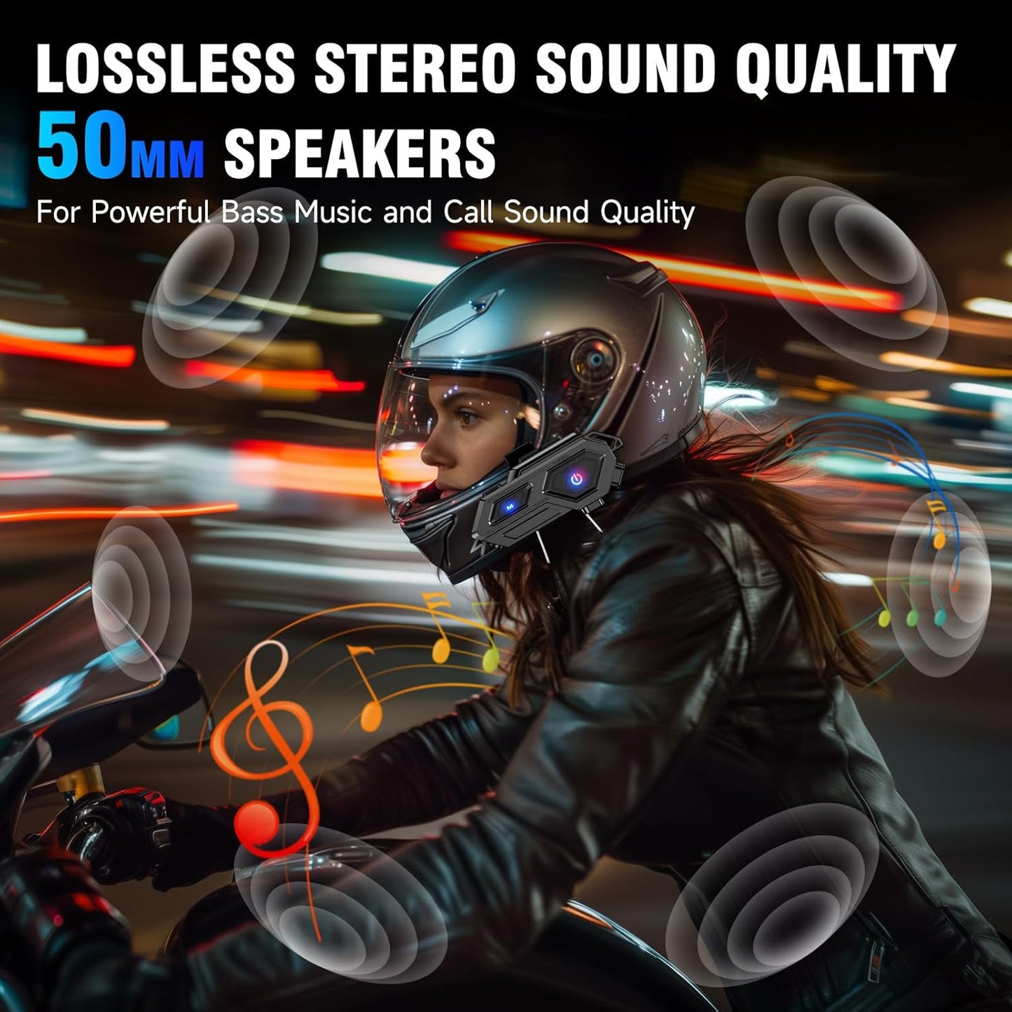 EDYELL C8 Pro Motorcycle Bluetooth Headsets, LED Emergency Light, HD Calling, Wireless Dual Earphone, V5.3, IP67 Waterproof, Compatible with All Helmets