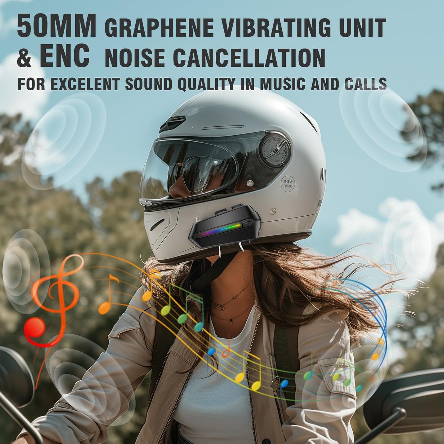 EDYELL C5S Motorcycle Bluetooth Headsets, Wireless Dual Earphone On-Ear Helmet Bluetooth V5.4, HD Calling and HiFi Music, IP67 Waterproof Helmet Bluetooth Headset, Compatible with All Helmets
