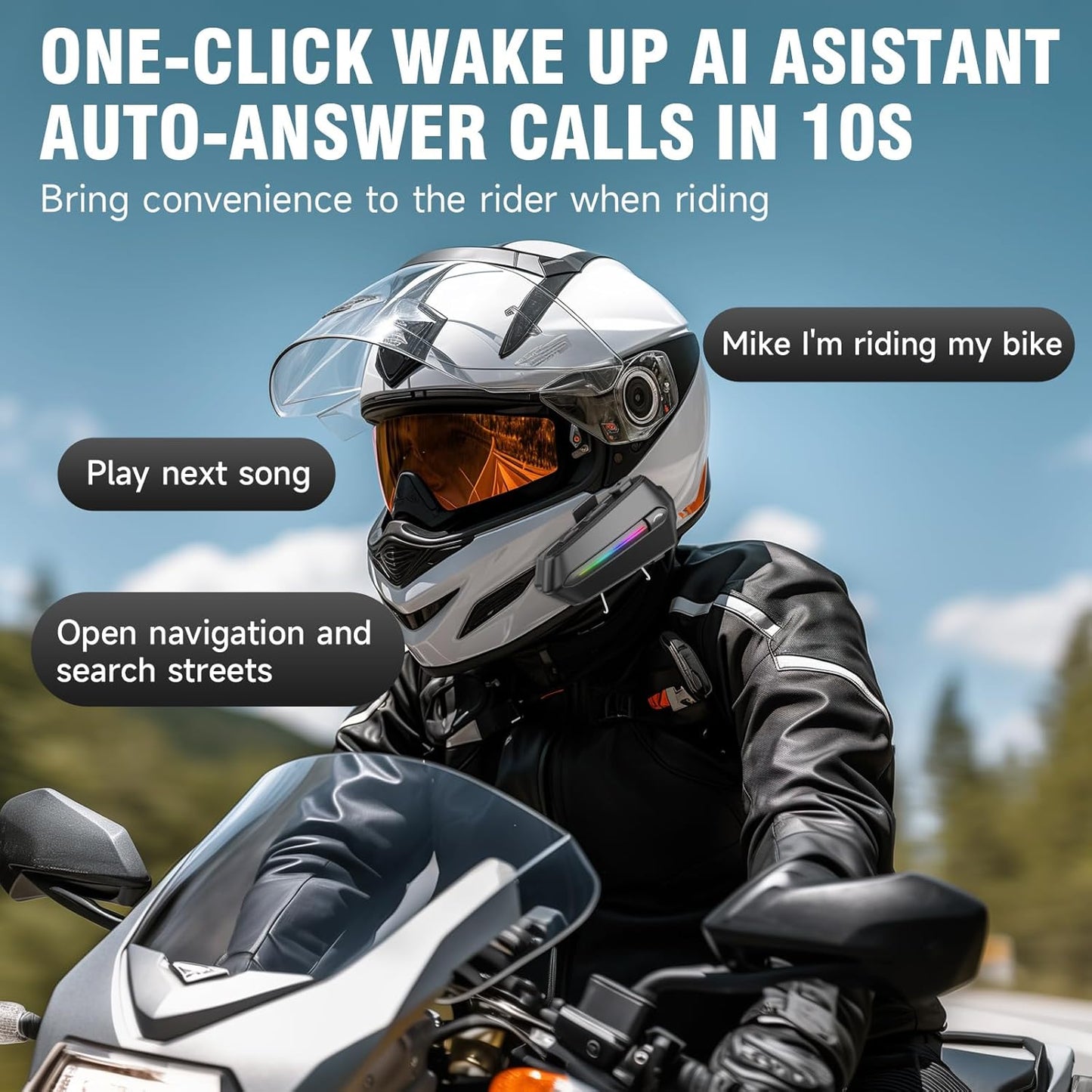 EDYELL C5S Motorcycle Bluetooth Headsets, Wireless Dual Earphone On-Ear Helmet Bluetooth V5.4, HD Calling and HiFi Music, IP67 Waterproof Helmet Bluetooth Headset, Compatible with All Helmets