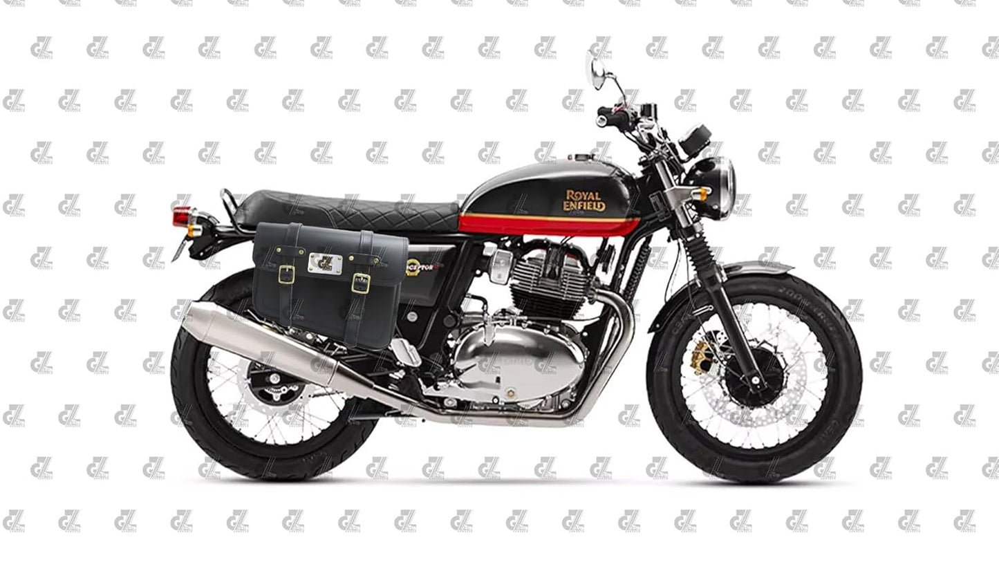 Leathe Saddle Pannier Bag Pair Black Color with Mount for Interceptor & Continental Gt 650