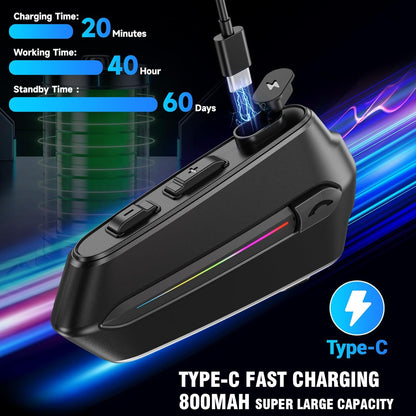 EDYELL C5S Motorcycle Bluetooth Headsets, Wireless Dual Earphone On-Ear Helmet Bluetooth V5.4, HD Calling and HiFi Music, IP67 Waterproof Helmet Bluetooth Headset, Compatible with All Helmets