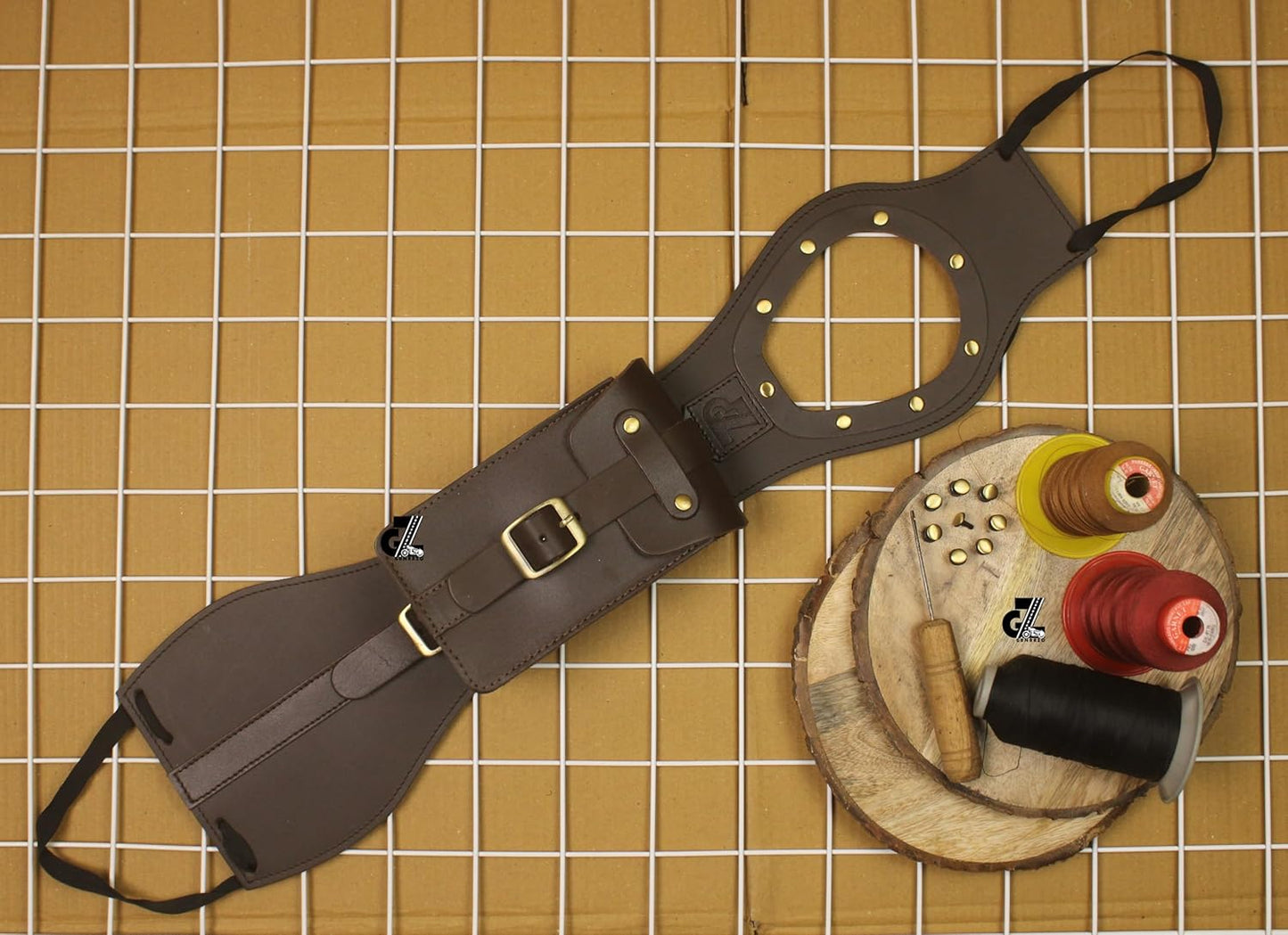 Genuine Leather Motorcycle Tank Strap with Pouch Compatible with Honda Hness CB350