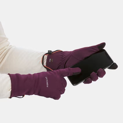 FORCLAZ Adult Trekking Tactile Stretch Winter Gloves MT500 Burgundy