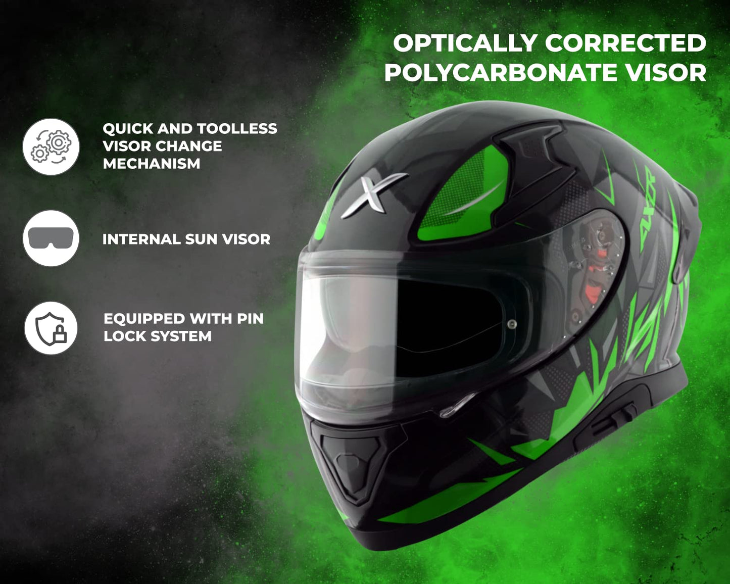 Axor Apex Hunter D/V Black Neon Green Helmet