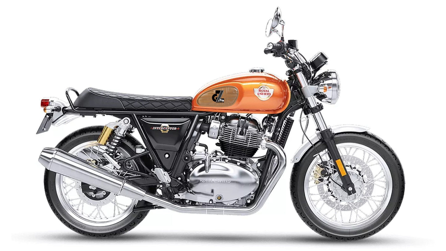 Leather Union Jack Tan Tank Pad with Tan Thread Genuine Leather for Royal Enfield Interceptor 650