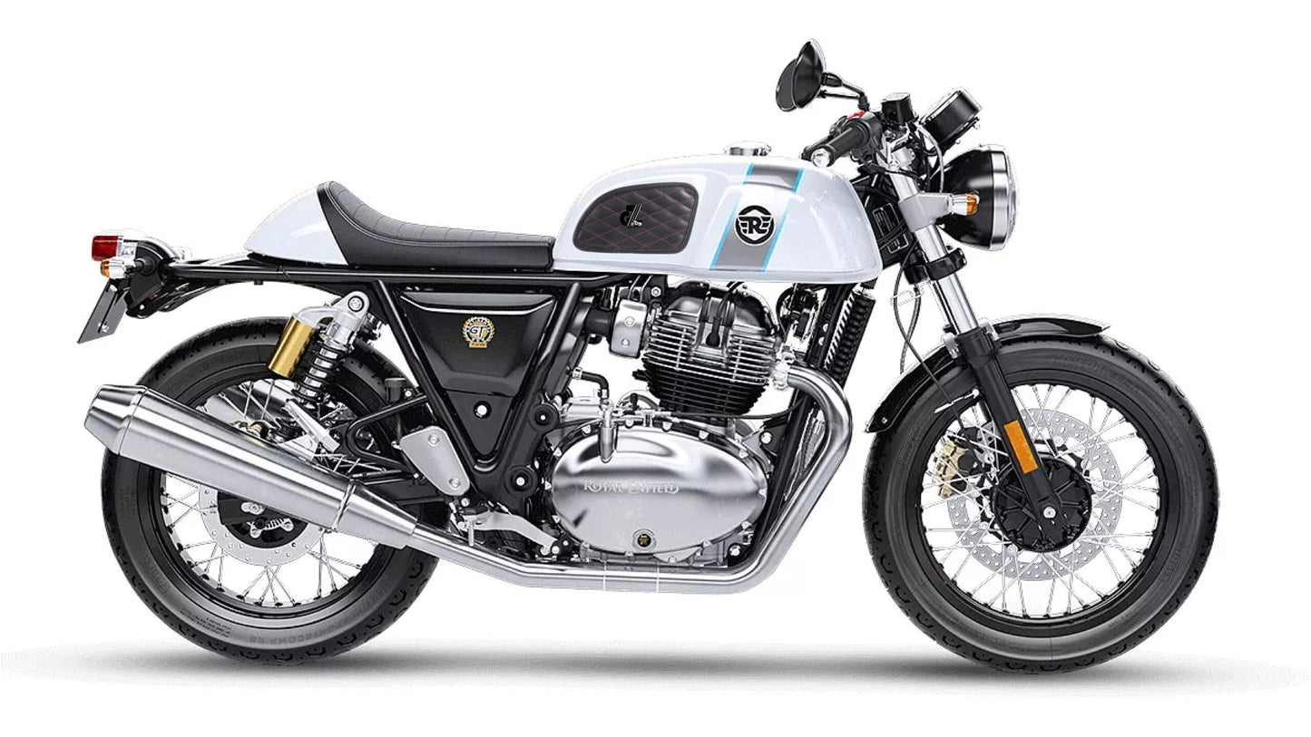 Leather Diamond Black Tank Pad with Red Thread Genuine Leather for Royal Enfield Continental Gt 650