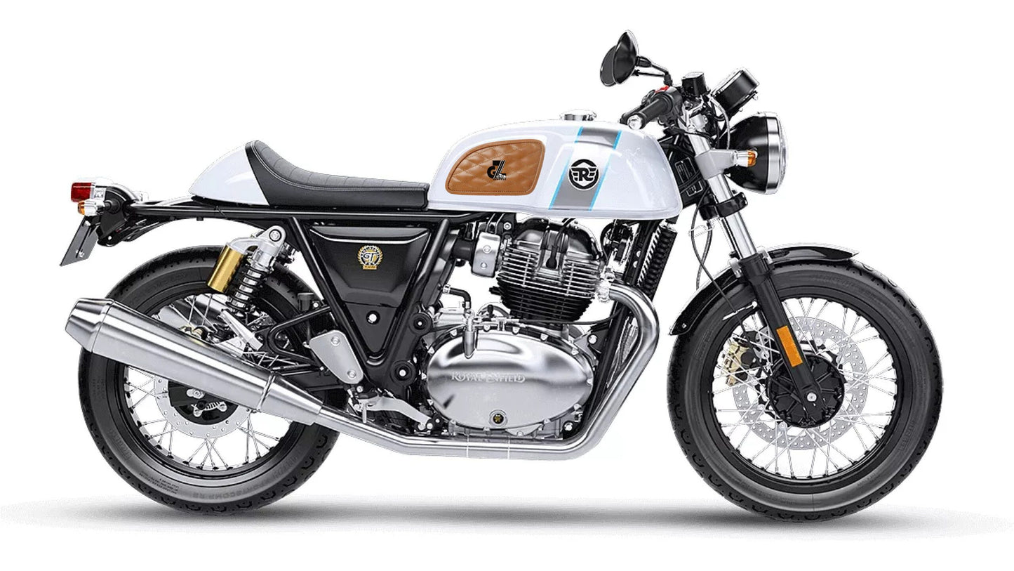 Leather Diamond Tan Tank Pad with Tan Thread Genuine Leather for Royal Enfield Continental Gt 650