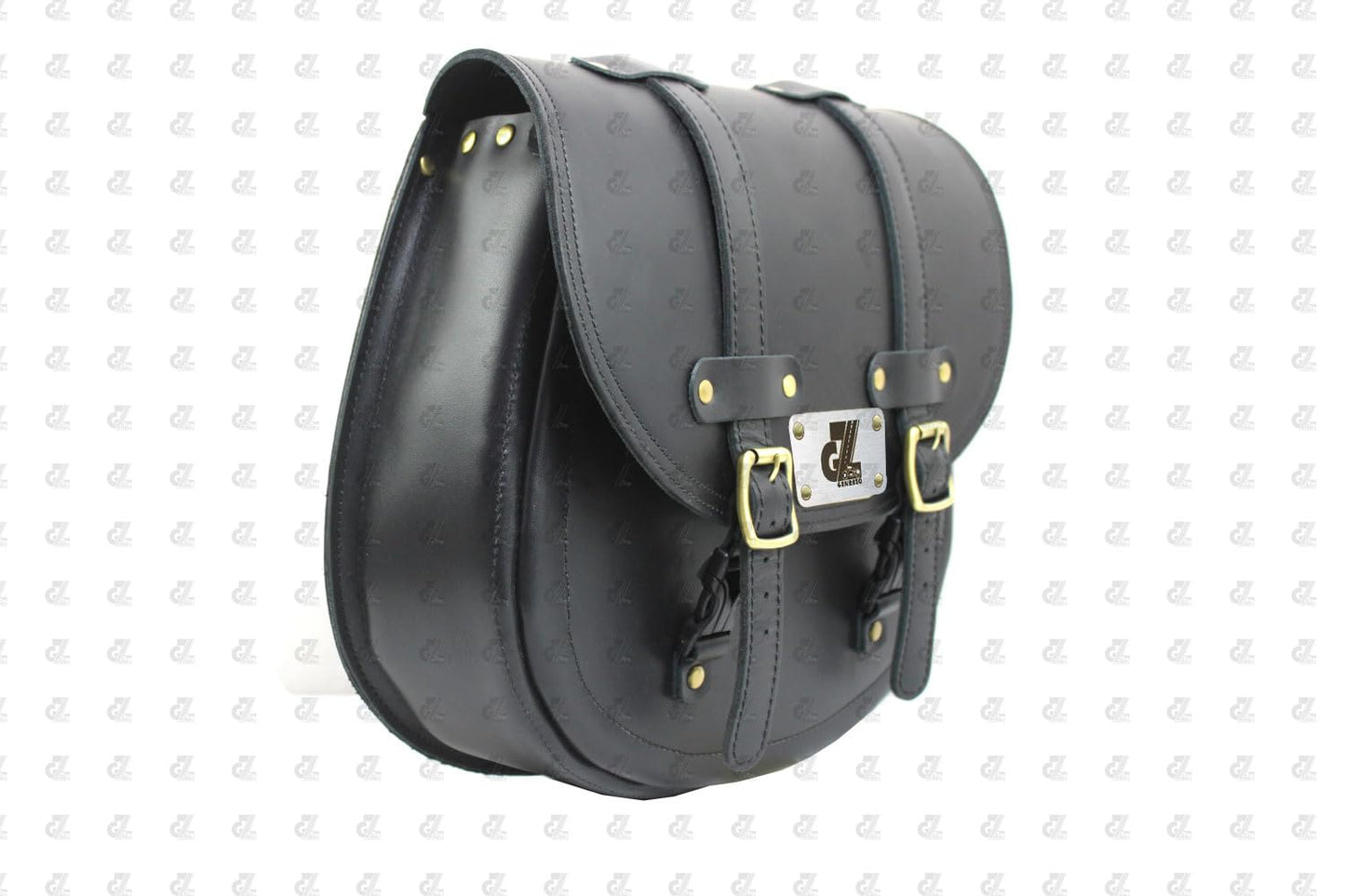 Black Leather Saddle Bag with Saddle Stay Pair for Meteor 350