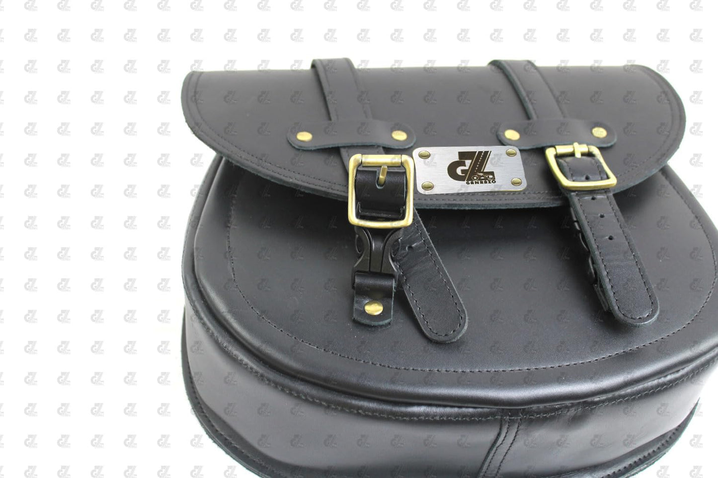 Black Leather Saddle Bag with Saddle Stay Pair for Meteor 350