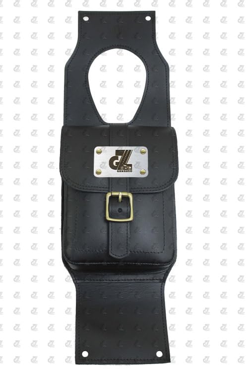 Black Leather Tank Strap Bag for Royal Enfield Classic Reborn 350