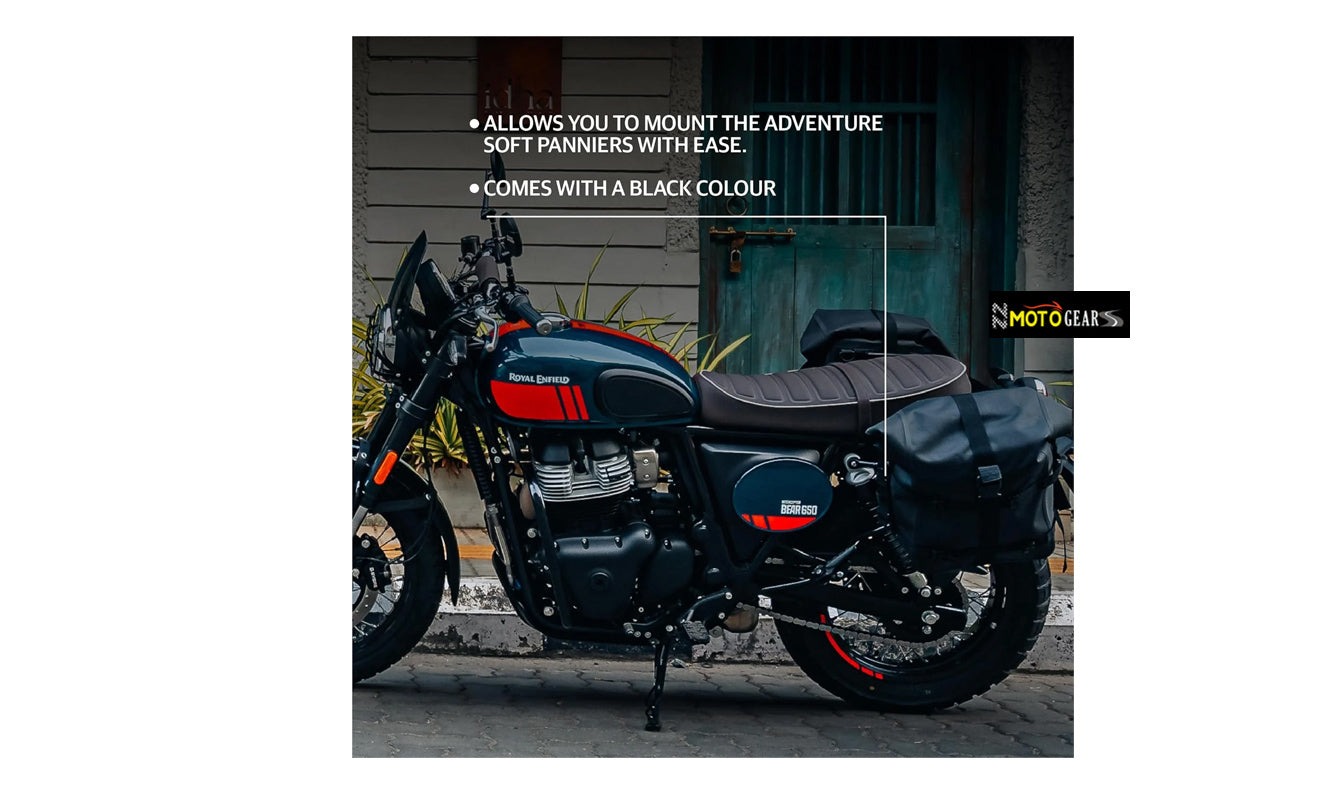 Black Soft Panniers Bags Pair Compatible With Royal Enfield Bear 650