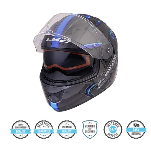 LS2 FF320 STREAM EVO ZUKO BLACK BLUE WITH PINLOCK HELMET