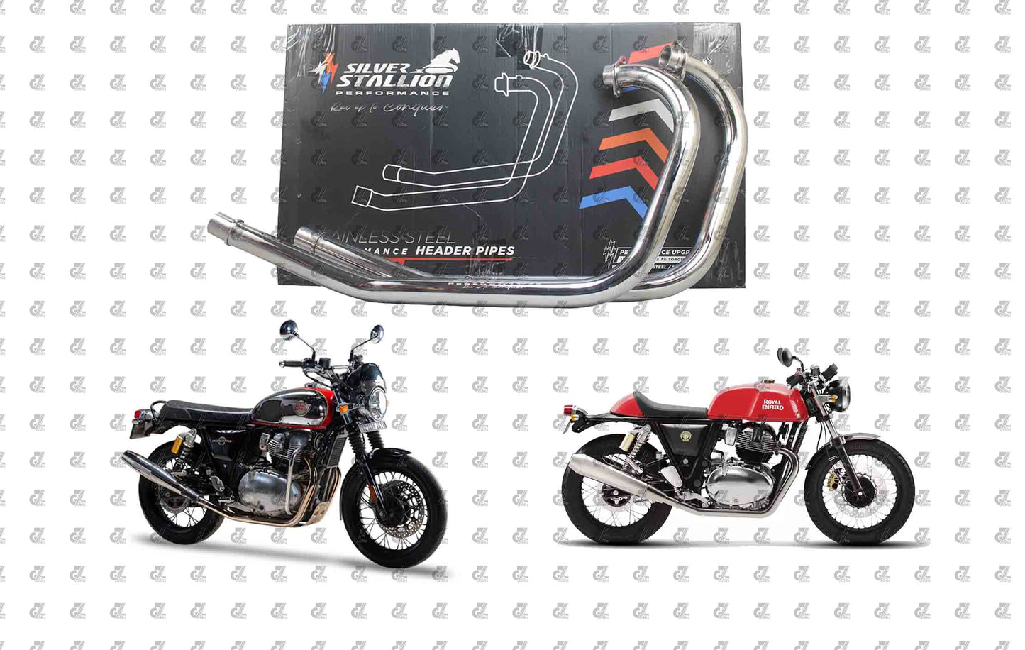 SILVER STALLION PERFORMANCE BEND PIPES SILVER FOR ROYAL ENFIELD INTERCEPTOR / GT 650