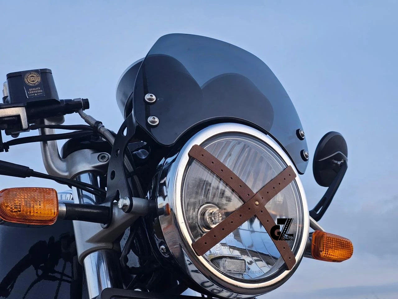 Dark Brown Leather Sticker Head Lamp X Perforated & Handgrip Straps Pair Fit For Royal Enfield Super Meteor,Continental Gt,Interceptor,Classic 650, Bear 650