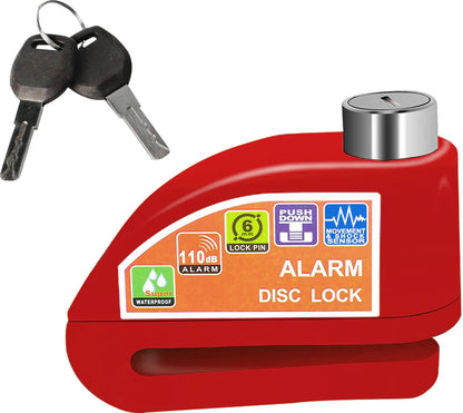 Disclock With Alarm Red for Motorcycles Bike Scooters Loud Alerting Sound System Water-Resistant Vibration Sensor Security Alert for Vehicles