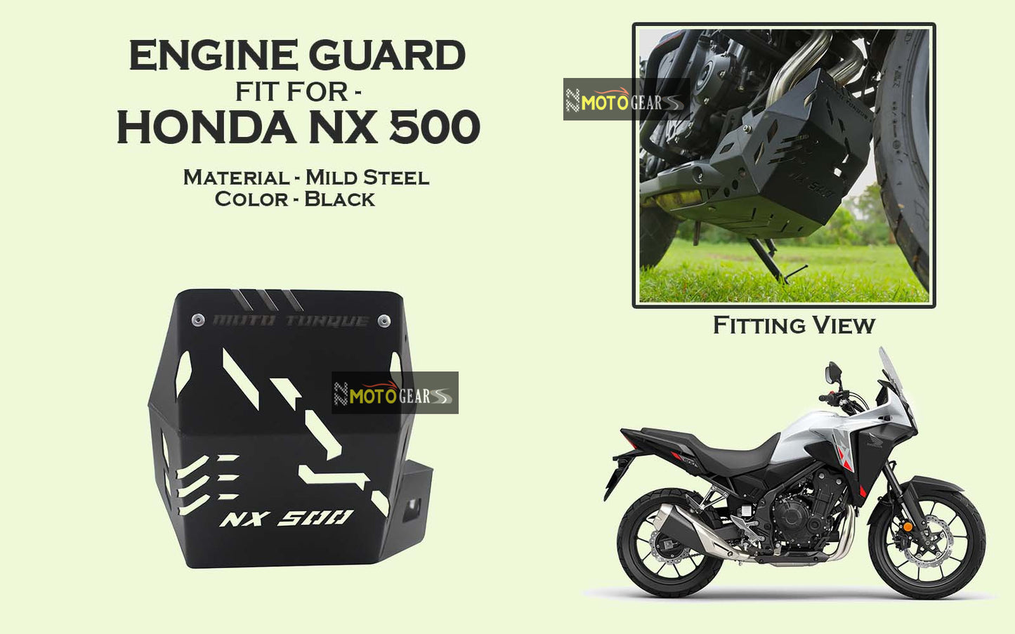 MOTO TORQUE BLACK ENGINE GUARD FOR HONDA NX 500