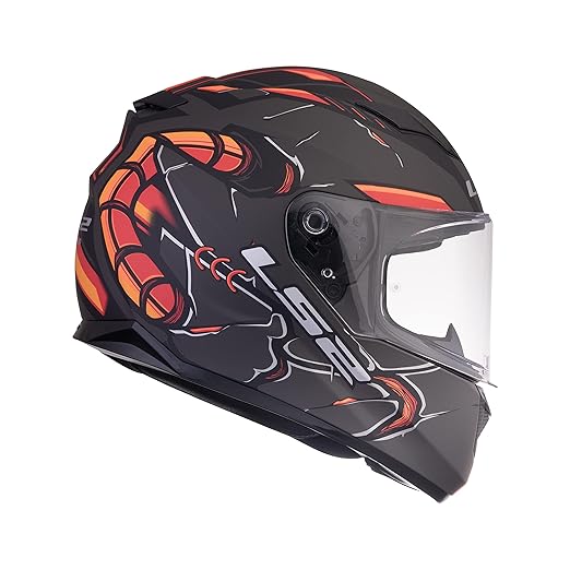 LS2 FF320 STREAM EVO ZUKO MATT BLACK HI-VIZ ORANGE HELMET