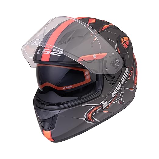 LS2 FF320 STREAM EVO ZUKO MATT BLACK HI-VIZ ORANGE HELMET