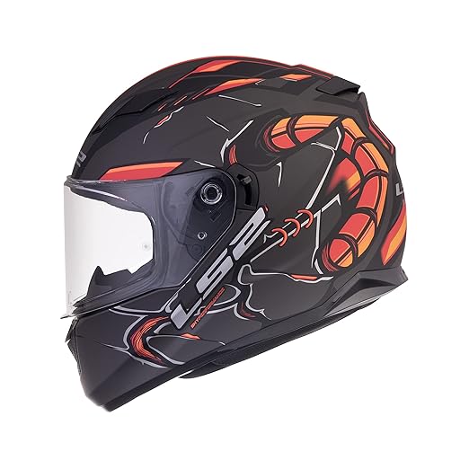 LS2 FF320 STREAM EVO ZUKO MATT BLACK HI-VIZ ORANGE HELMET