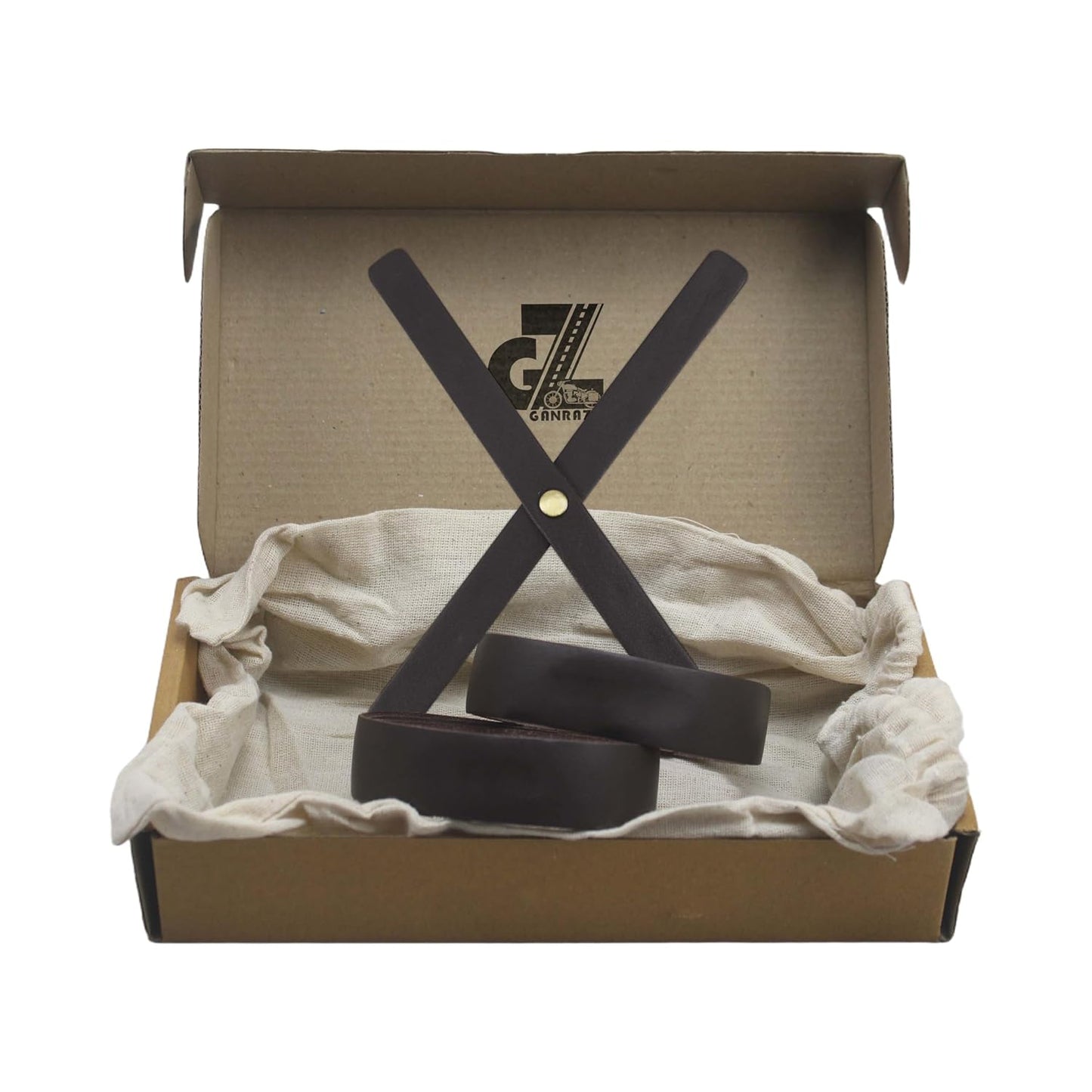 Genuine Leather Daimond Black Tank Pad with Red Thread Combo Headlight X & Handgrip Straps Dark Brown Compatible with Royal Enfield Continental Gt 650