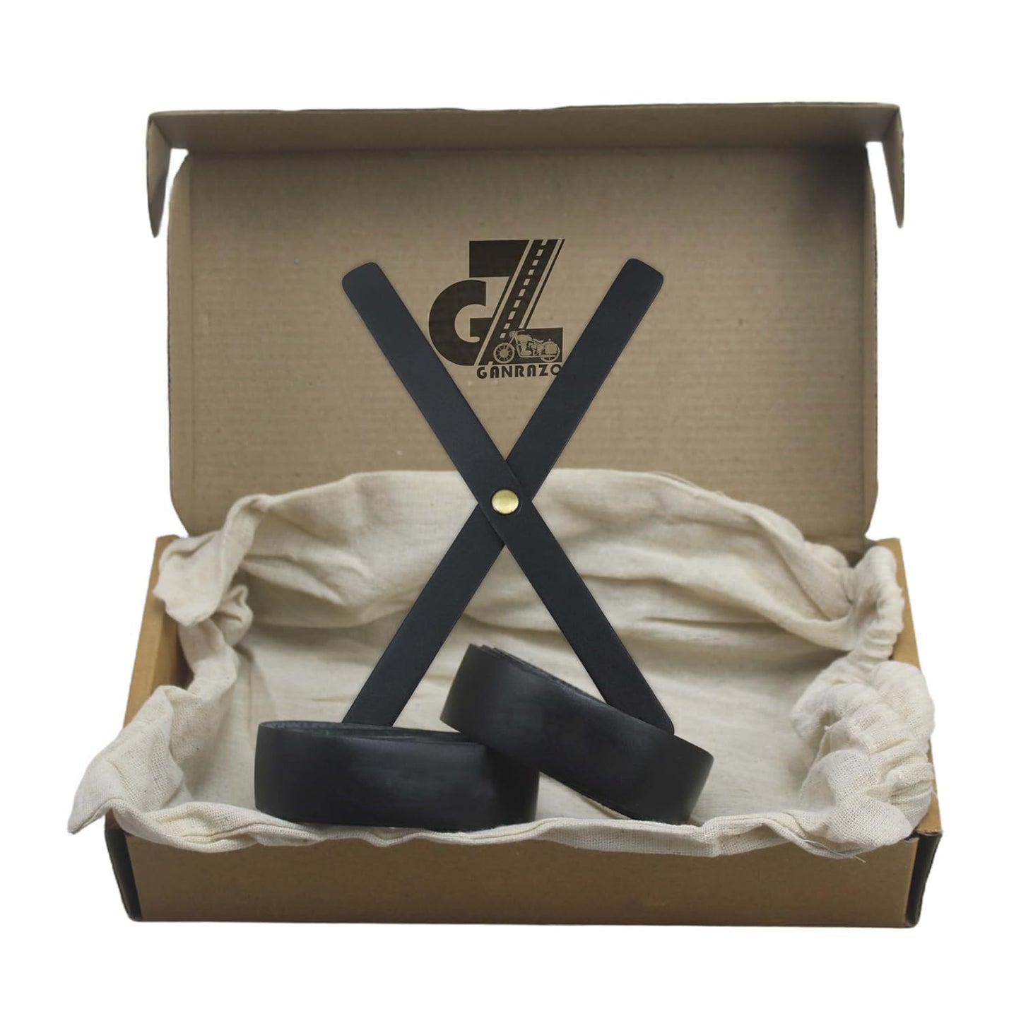 Genuine Leather Diamond Black Tank Pad with Black Thread Combo Headlight X & Handgrip Straps Compatible with Royal Enfield Himalayan 411