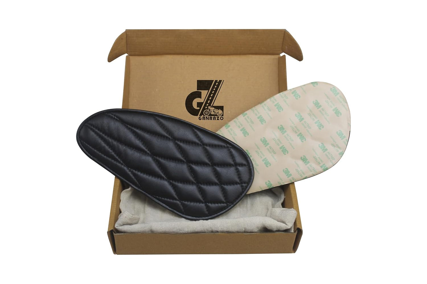 Genuine Leather Curve Diamond Tank Pads/Knee Pads/Tank Grip Thai Pads with Black Thread Compatible with Royal Enfield Bear 650