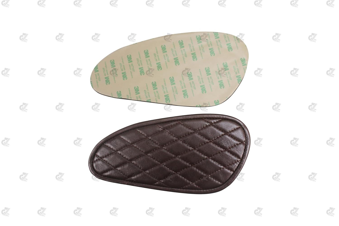 Genuine Leather Daimond Dark Brown Tank Pads with Brown Thread Compatible with Royal Enfield Bear 650