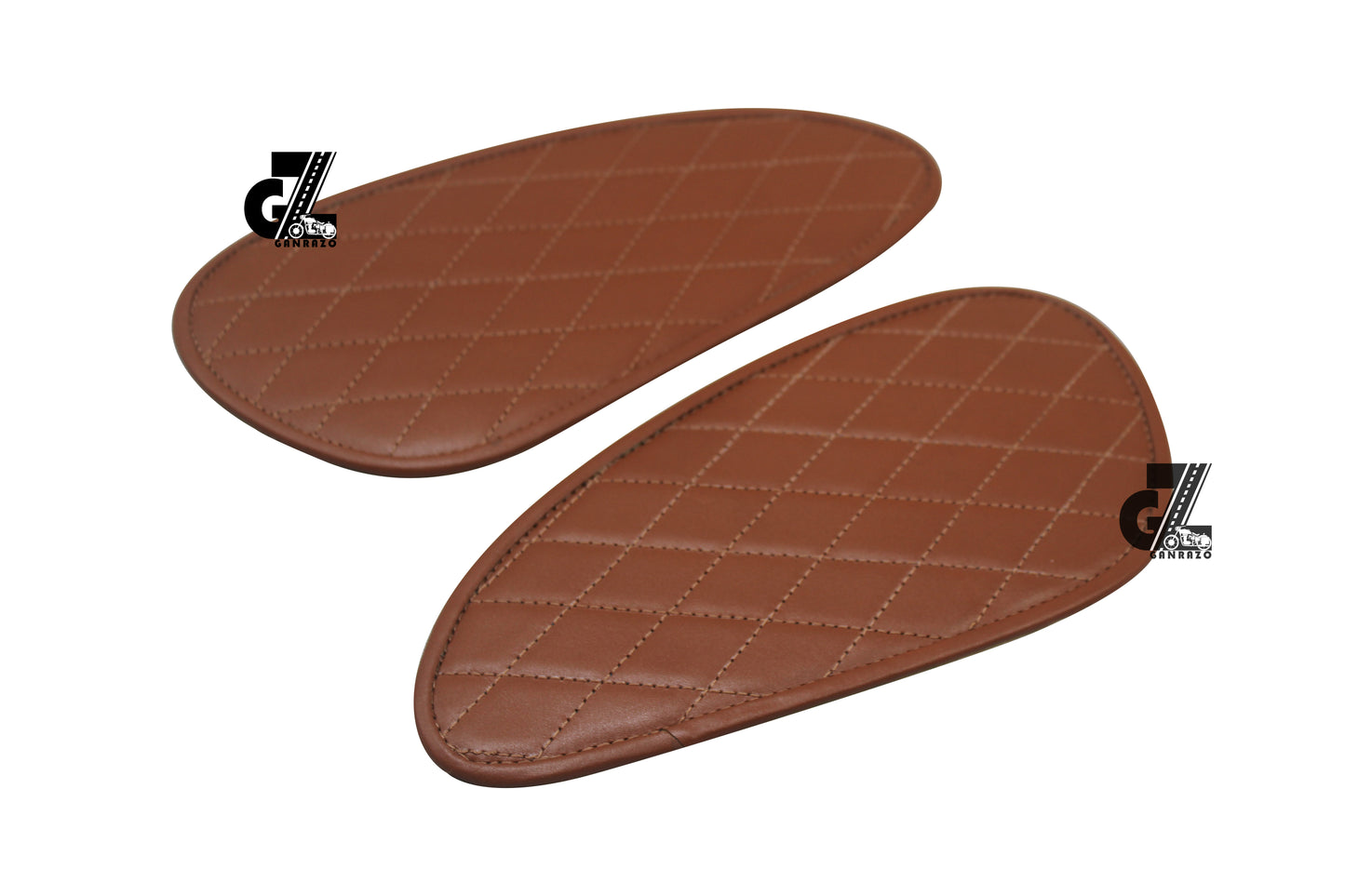 Genuine Leather Daimond Tan Tank Pad with Tan Thread Compatible with Triumph Speed & Scrambler 400