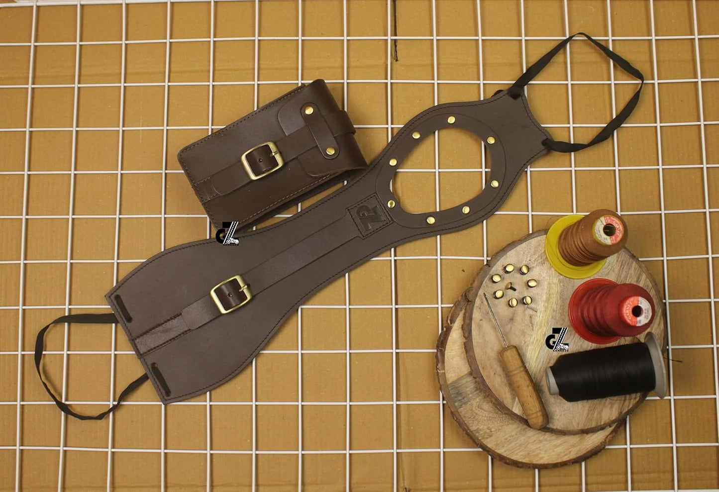Genuine Leather Motorcycle Tank Strap with Pouch Compatible with Royal Enfield New Bullet/New Classic/ Goan Classic 350