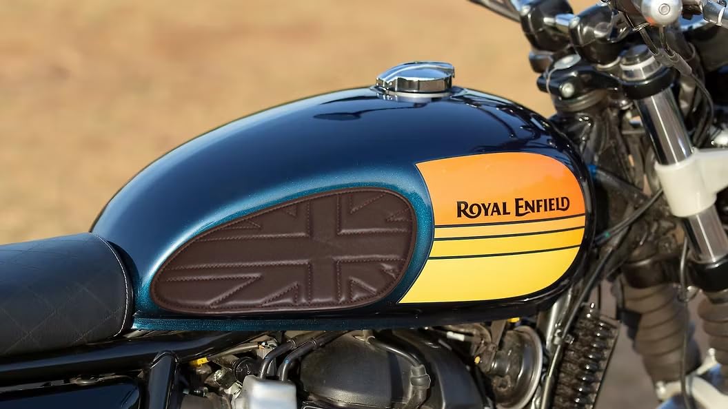 Genuine Leather Union Jack Brown Tank Pads For Royal Enfield Interceptor 650