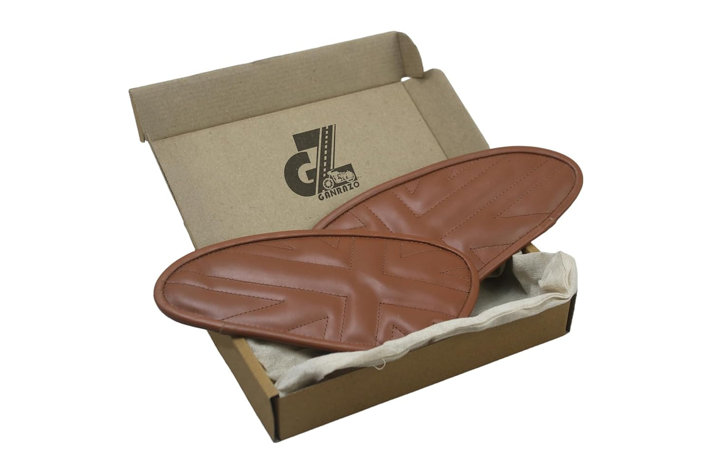 Genuine Leather Union Jack Tan Tank Pad with Tan Thread Compatible with Triumph Speed & Scrambler 400