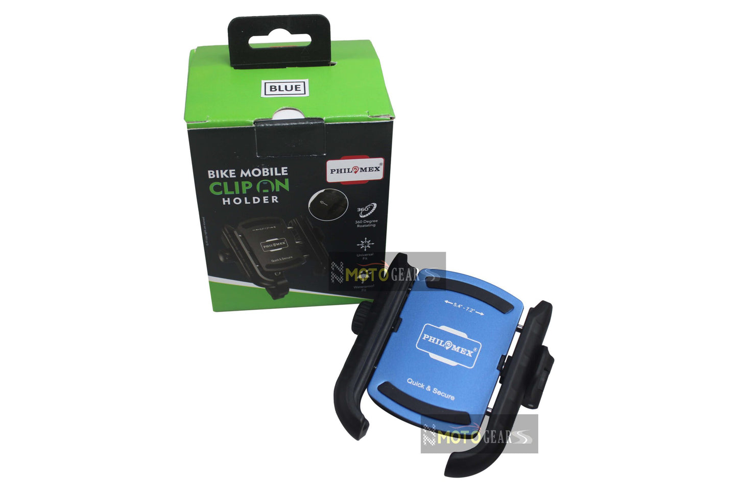 Philomex Universal Motorcycle Scooter Clip On Mobile Holder Blue