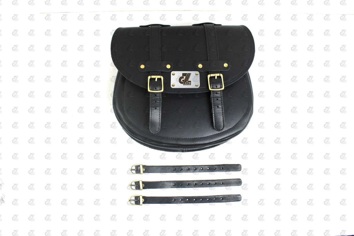 Leather Saddle Bag Black with Saddle Stay Pair For Super Meteor 650