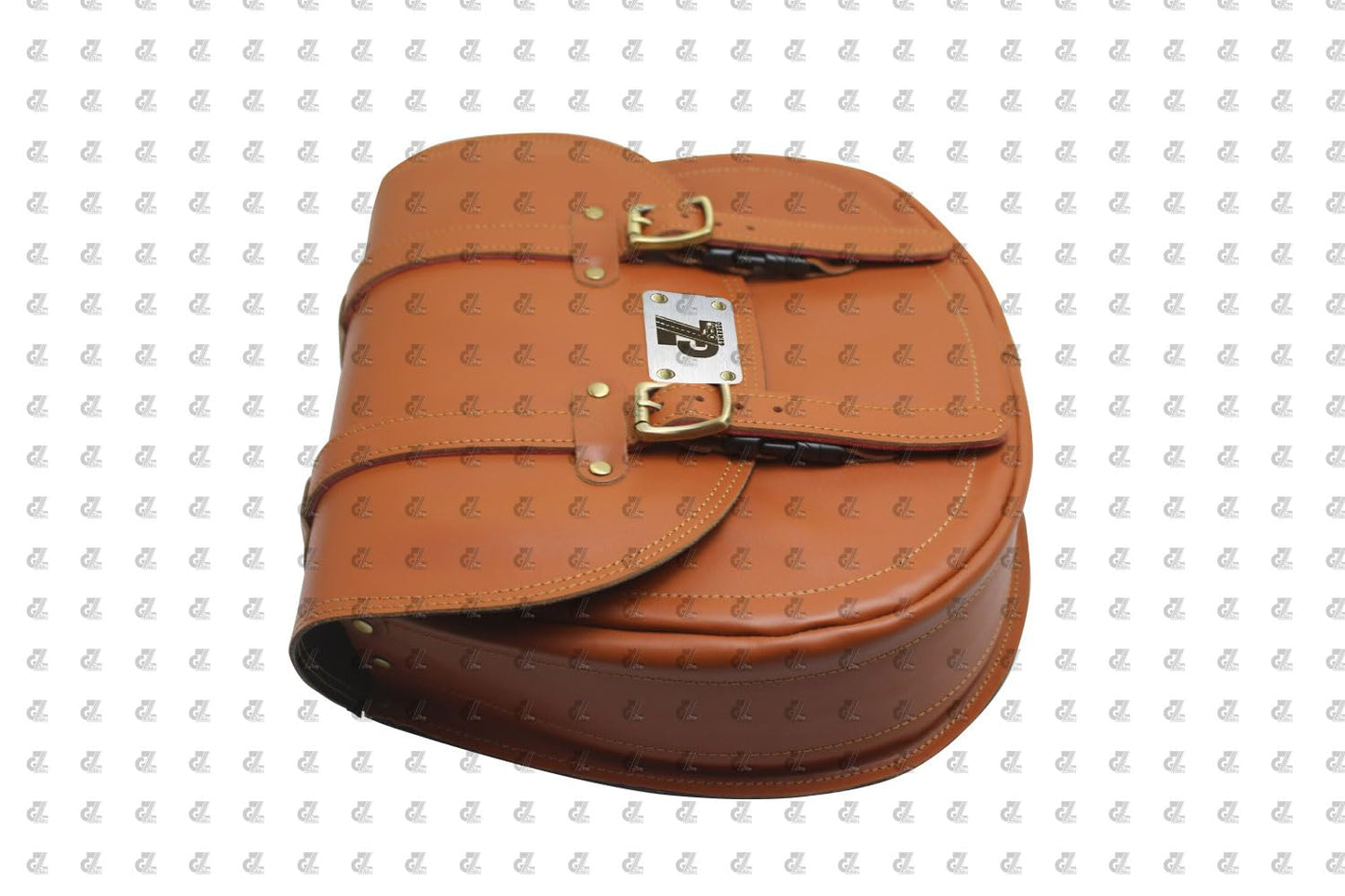 Tan Leather Saddle Bag with Saddle Stay Pair for Meteor 350