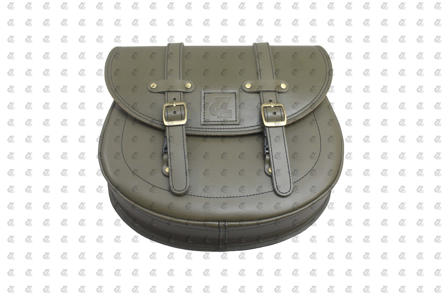 Leather Saddle Bag Green with Saddle Stay Pair For Super Meteor 650