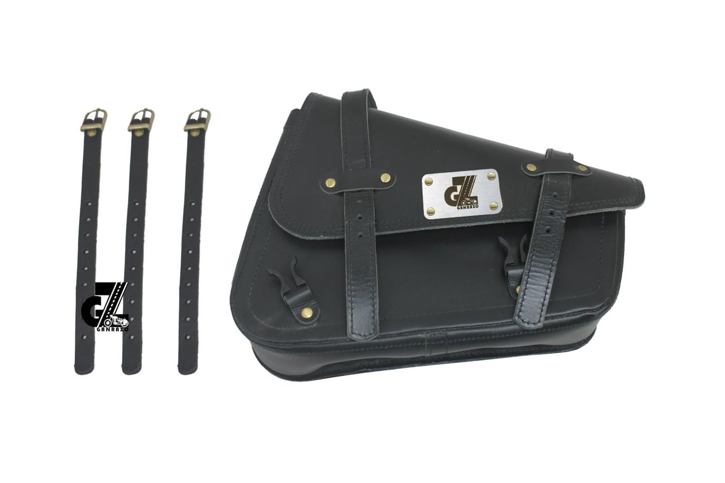 Black Leather Saddle Bag swingam Bag for Royal Enfield Meteor 350