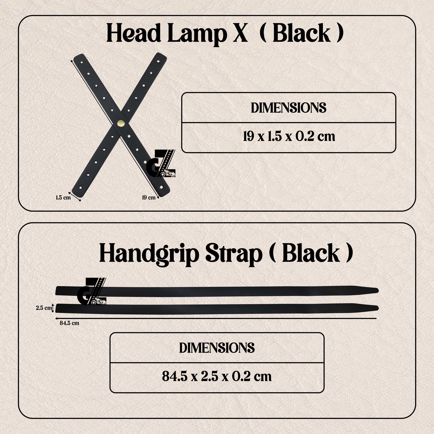 Leather Sticker Head Lamp X Perforated & Handgrip Straps Pair Black For Triumph Motorcycle