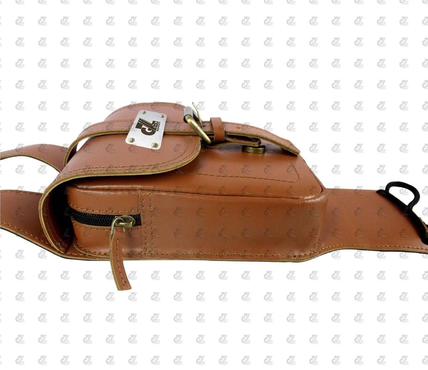 Leather Tank Strap Bag Tan Color for Royal Enfield New Classic Reborn 350