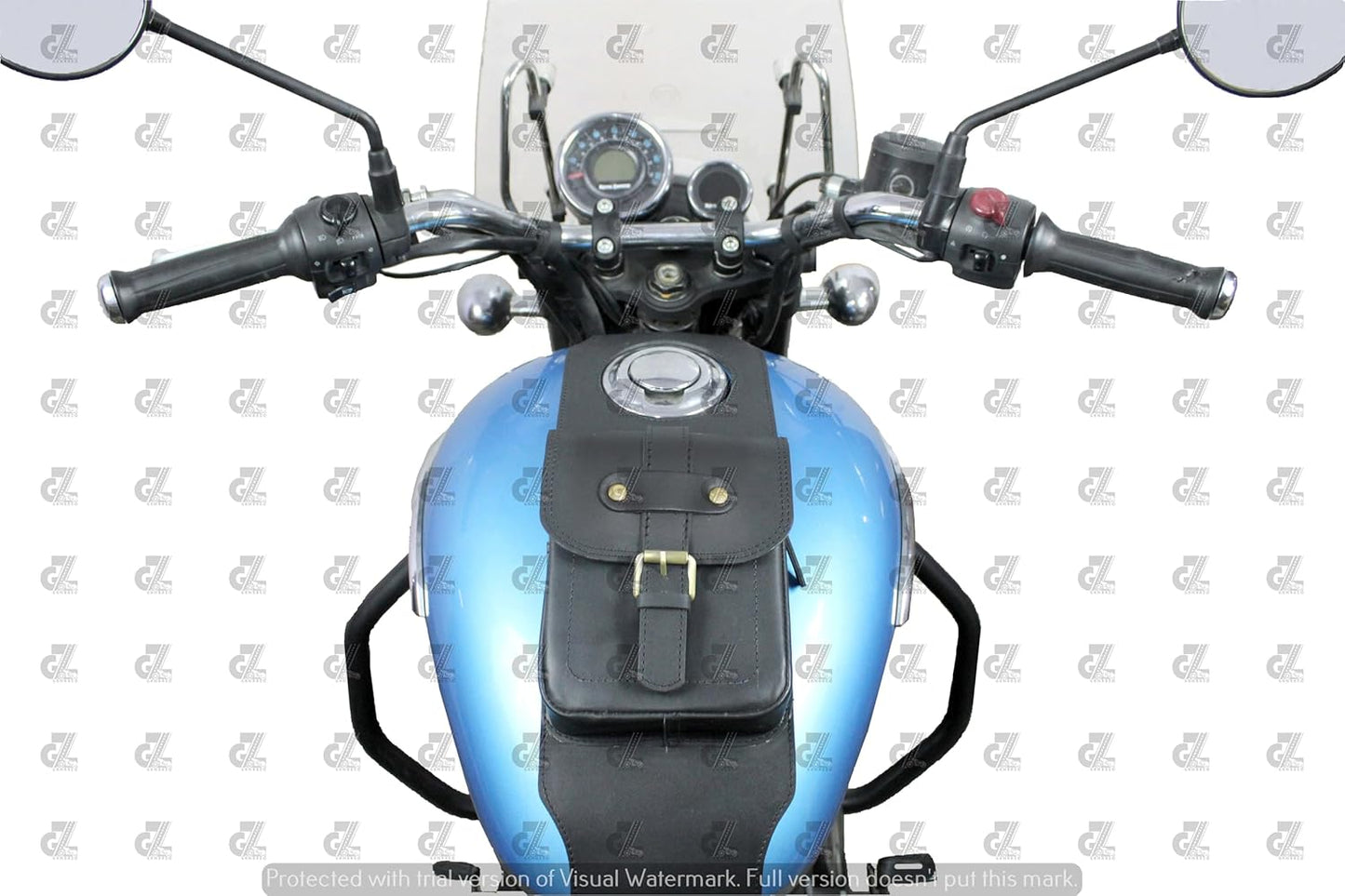 Leather Tank Strap Bag Black For Royal Enfield Meteor 350