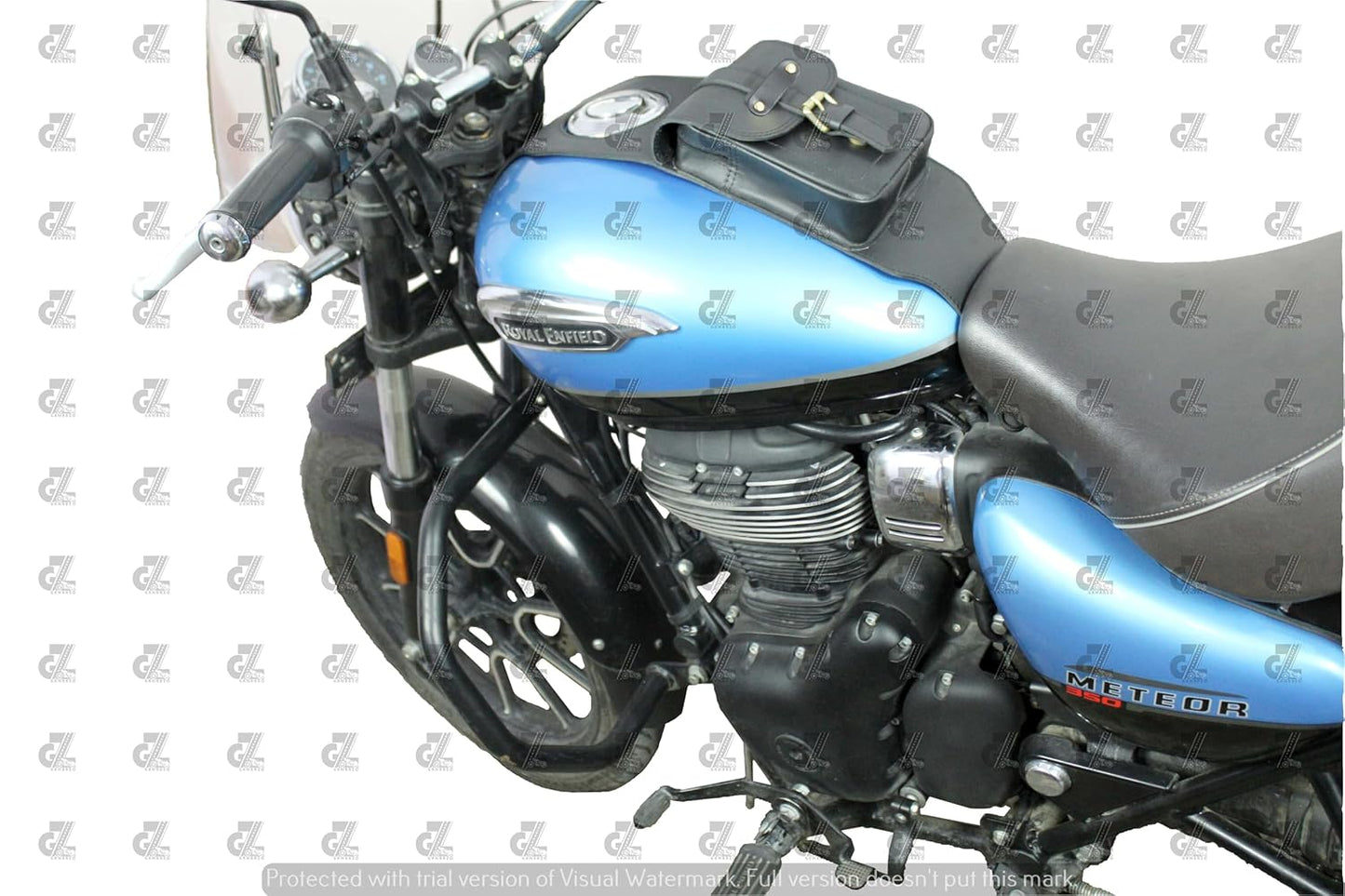 Leather Tank Strap Bag Black For Royal Enfield Meteor 350
