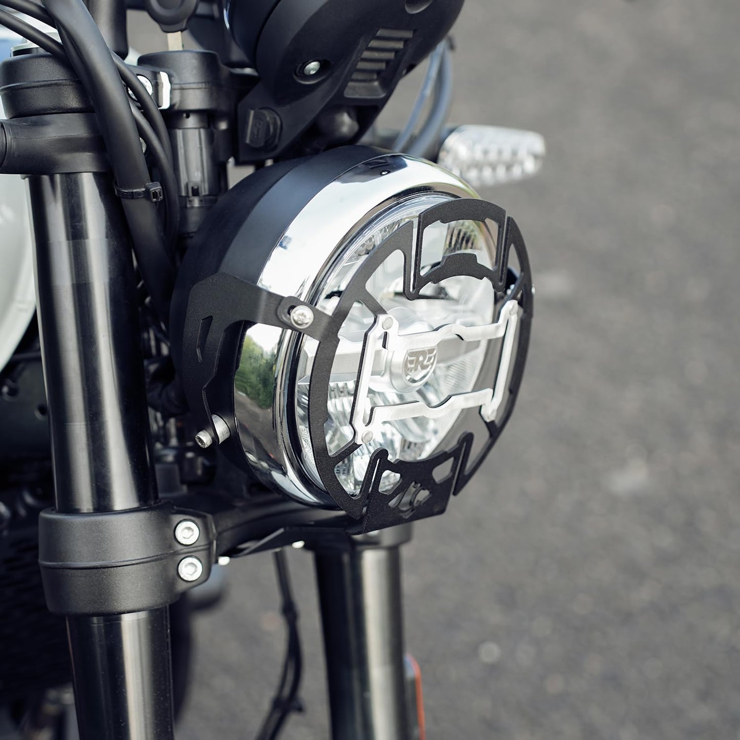 Legundary Mig Headlight Grill With Number Plate Black Silver For Royal Enfield Bear 650