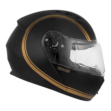 Royal Enfield Lightwing Modular Riding Helmet Black With Gold Strep