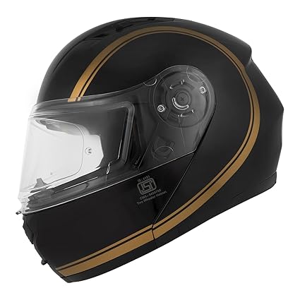 Royal Enfield Lightwing Modular Riding Helmet Black With Gold Strep