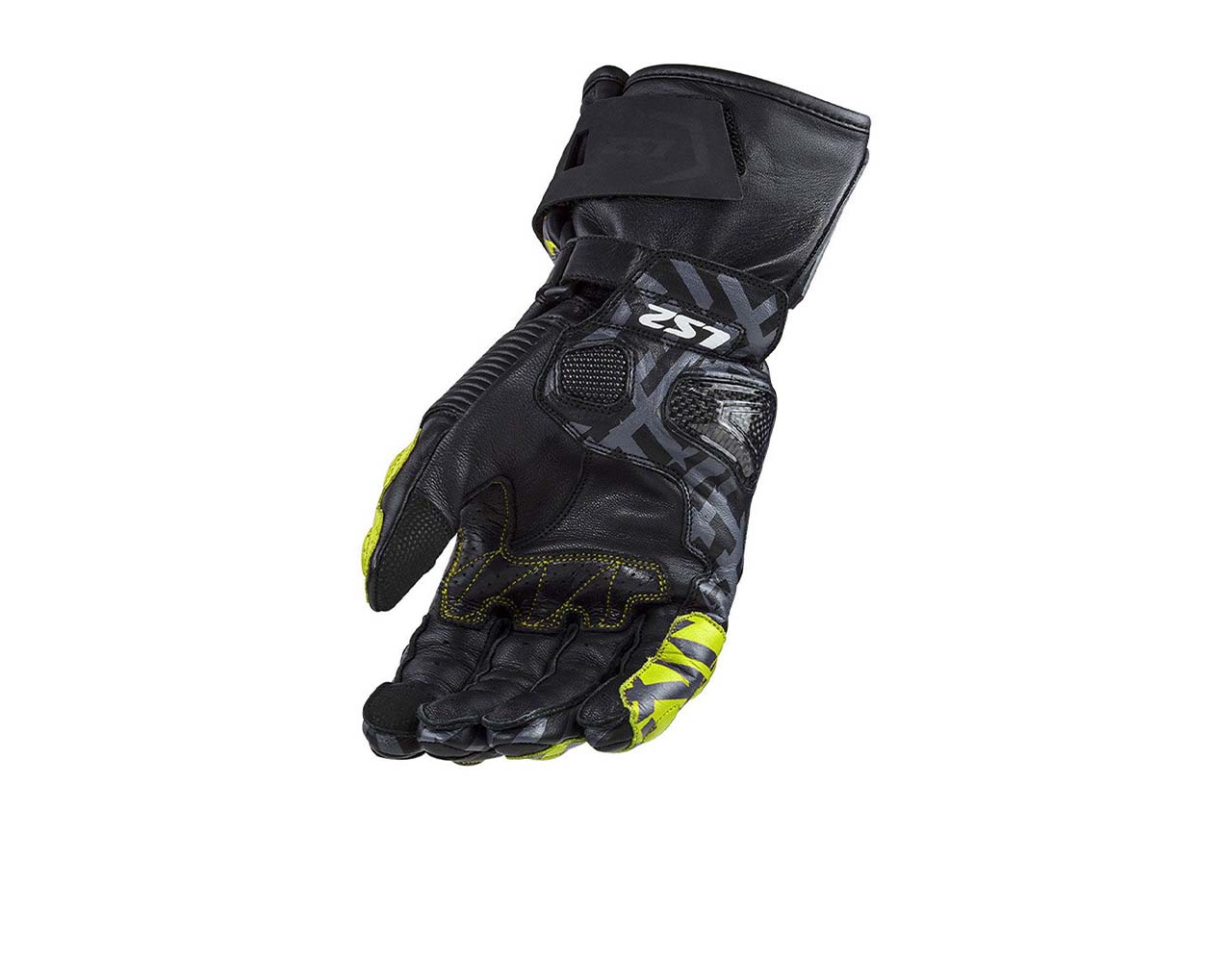Ls2 Feng Racing Gloves Black H V Yellow