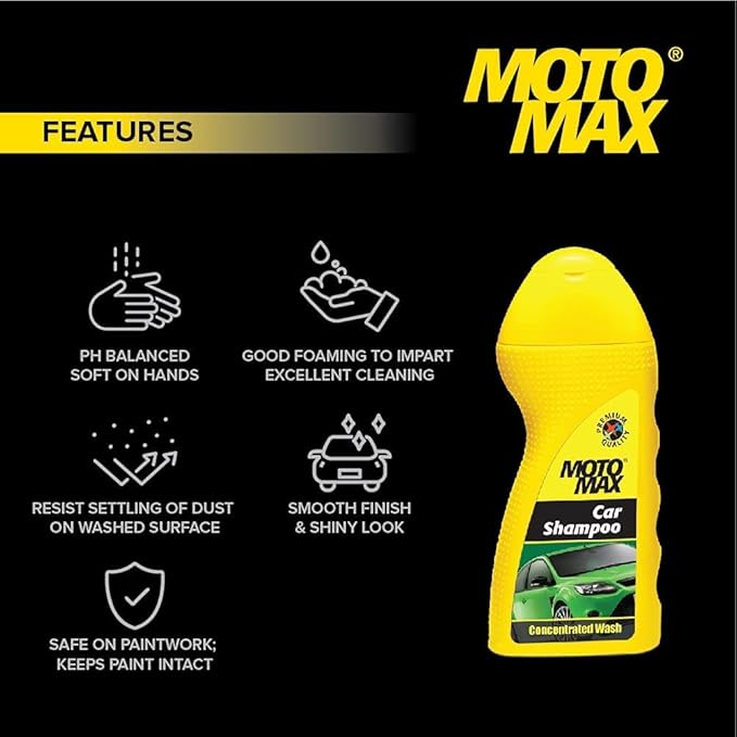 Motomax Car & Bike Shampoo 100 ml Concentrate Liquid Removes Tough Stains, Cleans and Shines Cars, Bike, Motorbikes,Long lasting Gloss