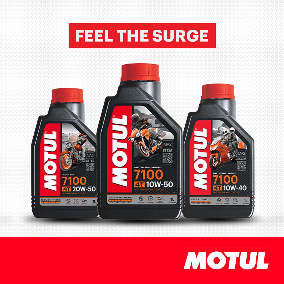 Motul 7100 4T Fully Synthetic Petrol Engine Oil for Bikes, 10W-40 - 1L