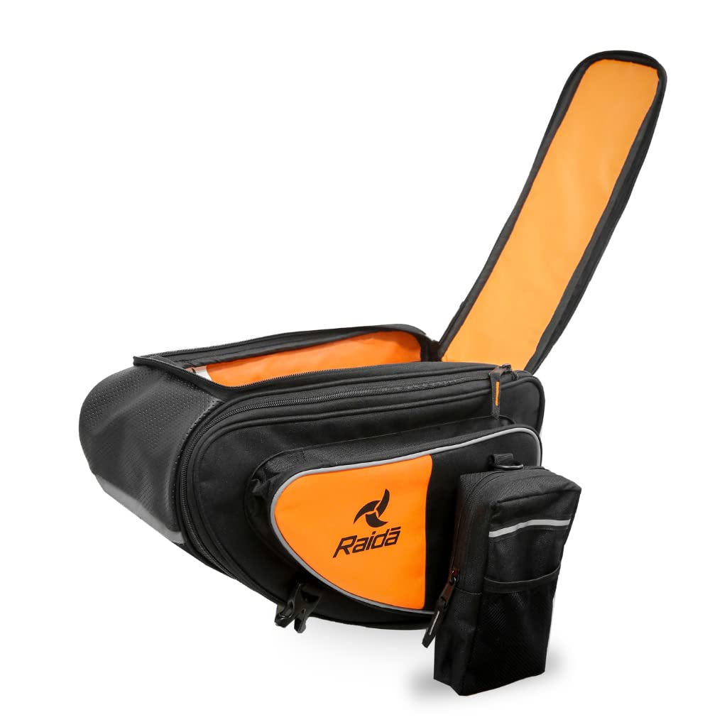 Raida Polyester V50 Motorcycle Saddle Bag Pair 50 Ltr For All Bikes With Rain Cover Orange